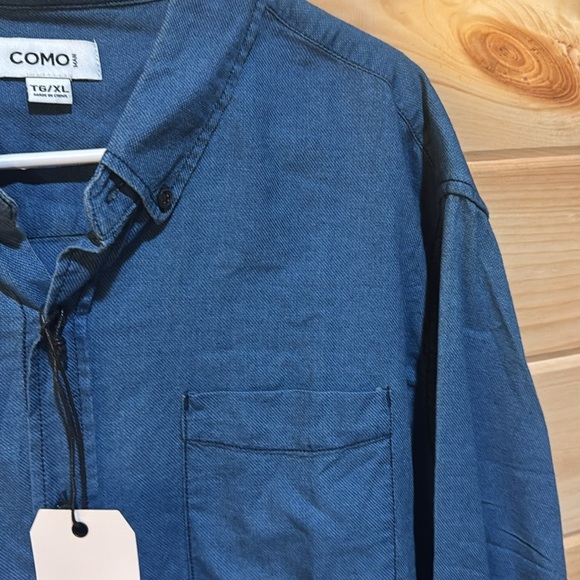 Como Blue Button Down Shirt Classic Collar XL Tall - Picture 5 of 8